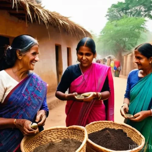 농촌관광기획사 업무의 특징 - **Prompt: Rural Women's Handicraft Market**
    "A vibrant, eye-level, wide-angle shot of a bustling...