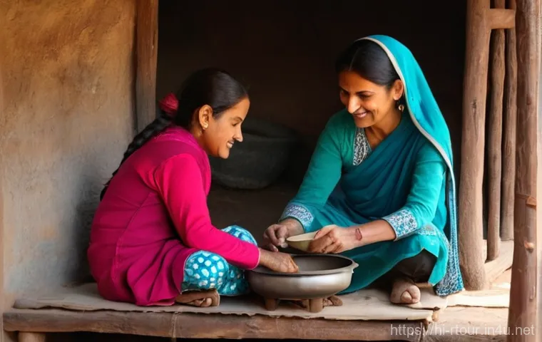 농촌관광기획사 업무의 특징 - **Prompt: Rural Women's Handicraft Market**
    "A vibrant, eye-level, wide-angle shot of a bustling...
