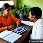 농촌관광기획사 이직 전략 - Photorealistic career strategy meeting in a vibrant rural tourism office in northern India, a confid...